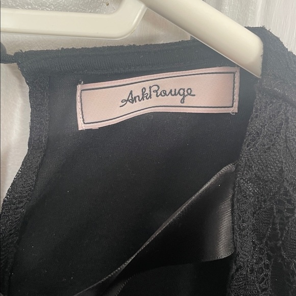 🪽Black Lace Blouse Short Sleeve With Bow - Picture 2 of 4